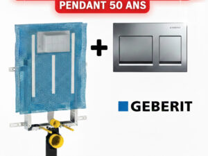 Geberit Bâti-support Combifix Alpha 8 cm + Plaque de commande carre chrome