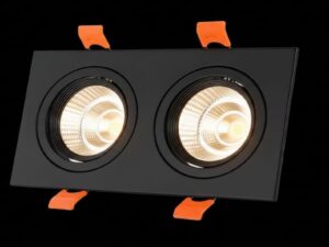 SOCLE SPOT DOUBLE ENCASTRE LUMIERE DIRECT POLYCARBONE ORIENTABLE NOIR