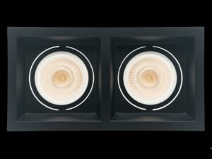 SOCLE SPOT DOUBLE ENCASTRE LUMIERE INDIRECT POLY-CARBONE FIXE NOIR
